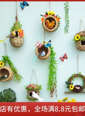 速发创中吊饰幼儿园环空装饰创意鸟巢鸟窝环境布置装田品森系饰园