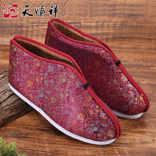 人殡千用品寿衣葬层底莲花棉底绣花鞋 寿衣鞋 布老款 速发寿鞋