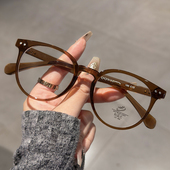 速发茶色框可近度数配视素颜神器防蓝光圆大脸脸显小眼睛架