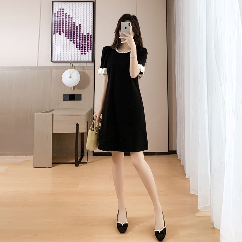 法式连衣裙女2024夏天新款气质短款高端轻奢洋气高级感黑色裙子