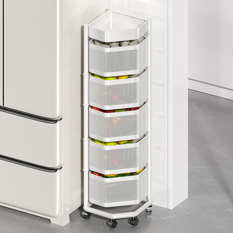 厨房旋转菜篮子置物架转角放菜架子多层落地拐角三角果蔬菜收纳架