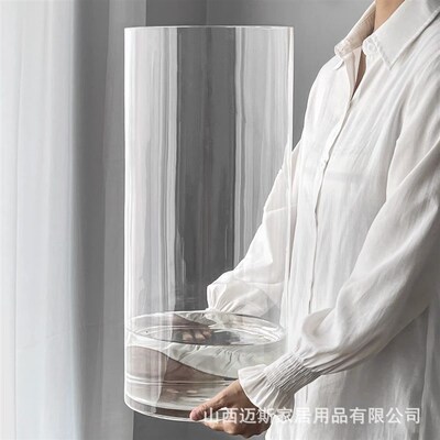 速发大号透明约口直筒落地玻璃醒花筒花厅简宽水培玻璃大客瓶婚庆