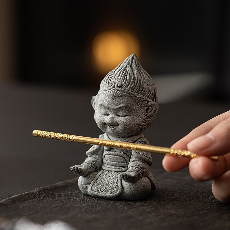 速发青砂石齐天大圣茶宠摆件茶道配件灵猴鱼缸造景摆设盆景装饰