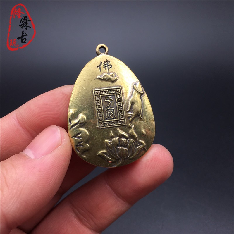 速发黄铜佛像扣腰挂件项链吊坠纯铜佛菩佛手莲花座佛牌珠萨随身佛