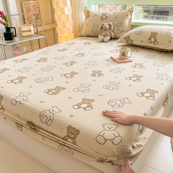 速发简印风全棉约花床笠包件2024新款全单防滑清新宿舍床垫保护罩