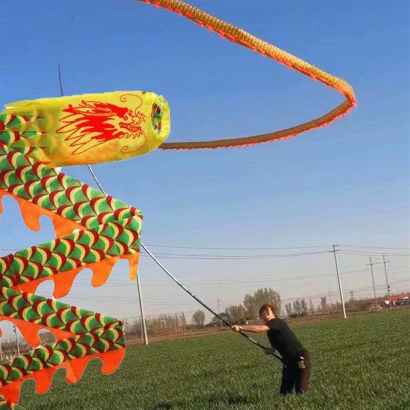 速发中老年人健身龙高杆健身龙高空舞龙筒子龙彩带龙空竹甩龙长龙