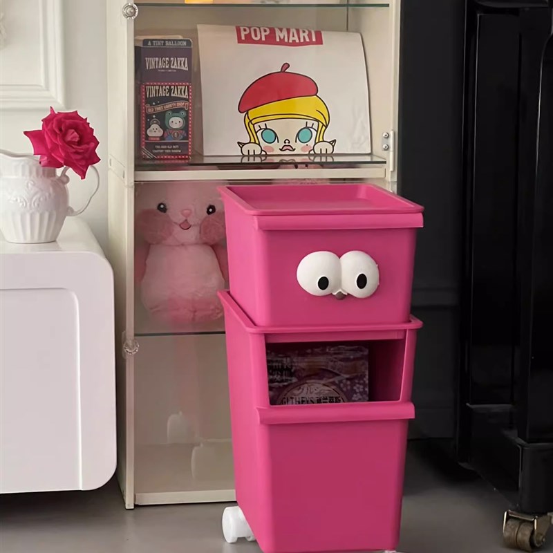 速发奔奔家居大眼推收纳箱小睛车带轮塑料双盖带层儿童玩具积木储