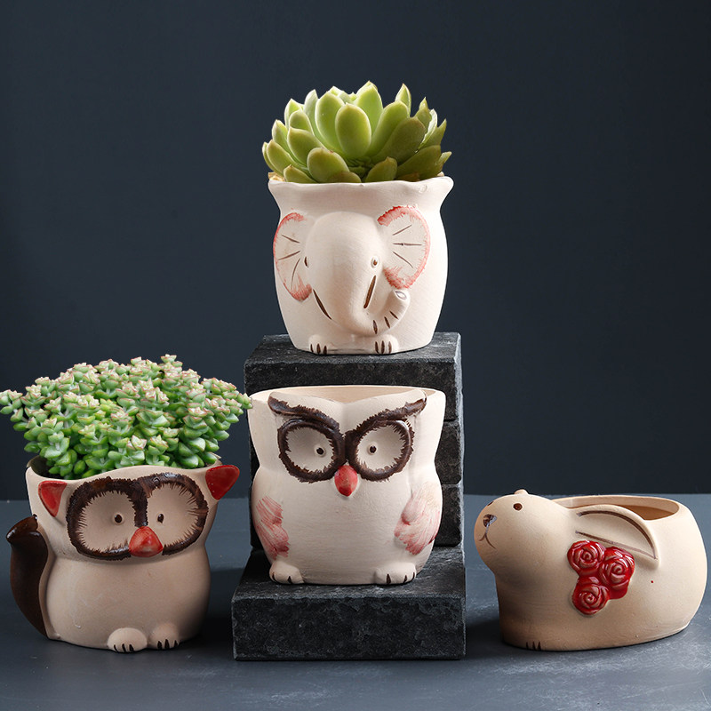 速发陶瓷花盆多肉绿植特价创意透气古典简约韩式纯手绘大中小口径