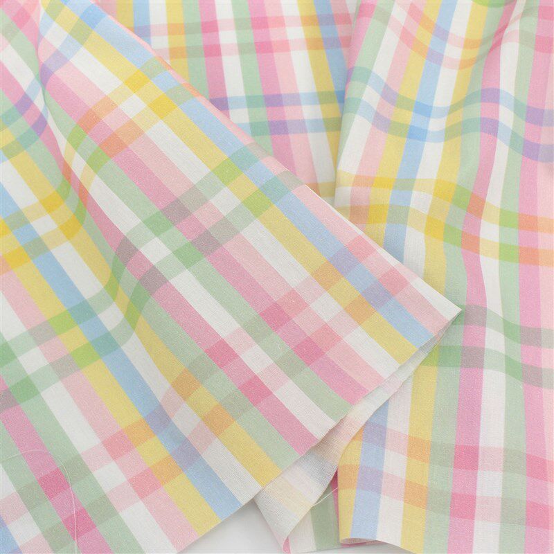 速发多巴胺彩色条纹格子府绸纯棉 上衣服装裙子童装发圈门帘面料
