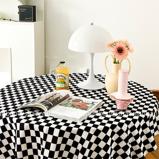 速发高影感棋盘格布背景子 拍照直播摄级黑白色生日房间桌挂布