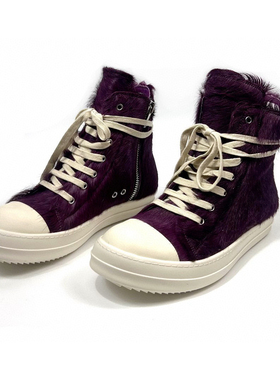 24FW RICK风格Owens暗黑朋克真皮马毛潮流 男女休闲板鞋