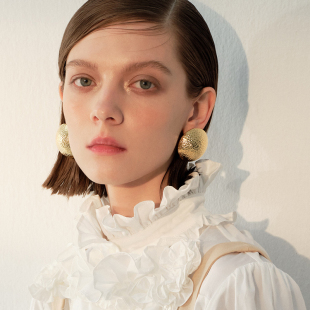 苏心2024新款 欧美冷淡风褶皱几何圆形耳钉轻奢气质耳环夸张耳饰女