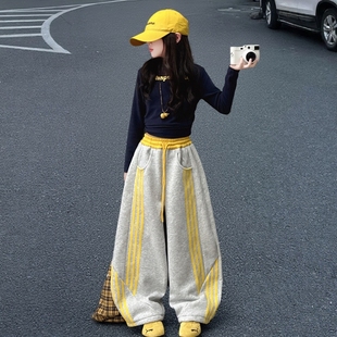 伞兵阔腿裤 一体绒加厚工装 新款 女童爵士街舞双面德绒T恤2025冬季