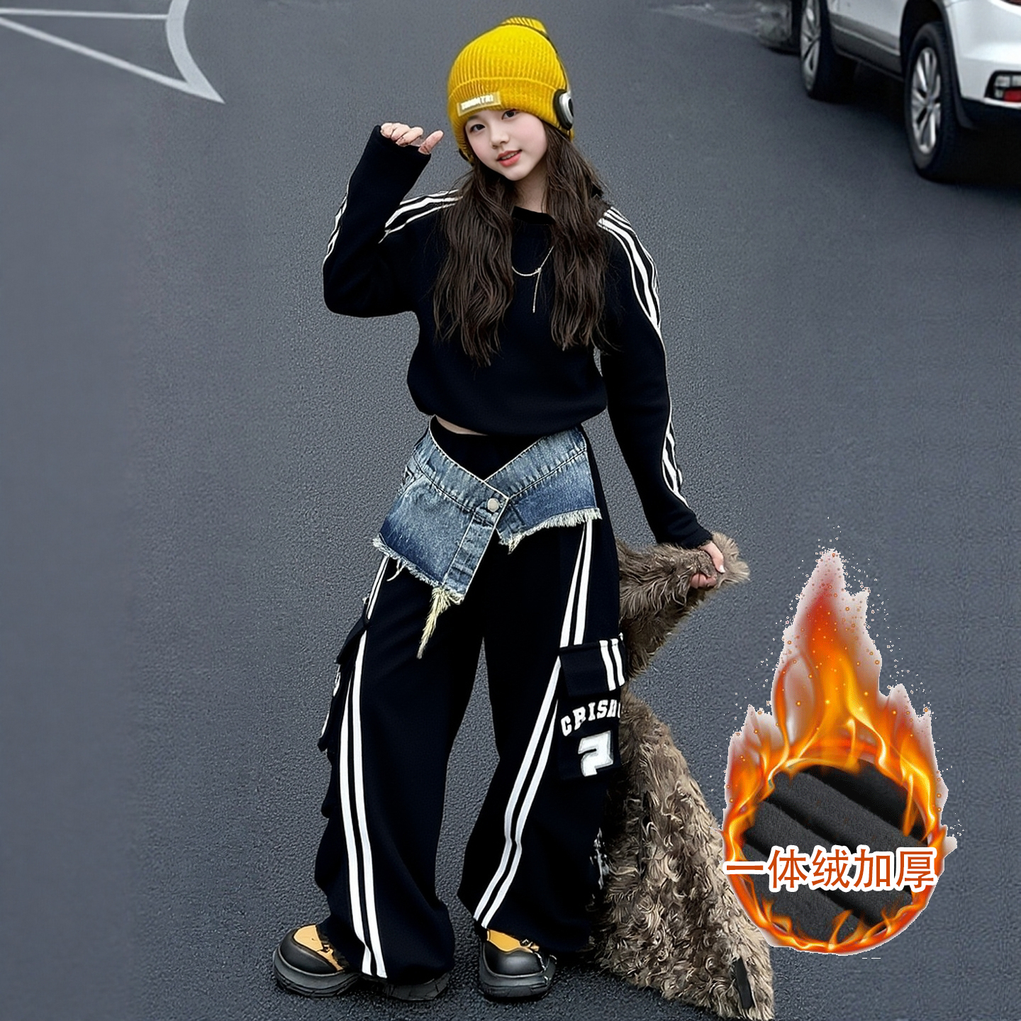 女童秋冬款卫衣套装2025新款