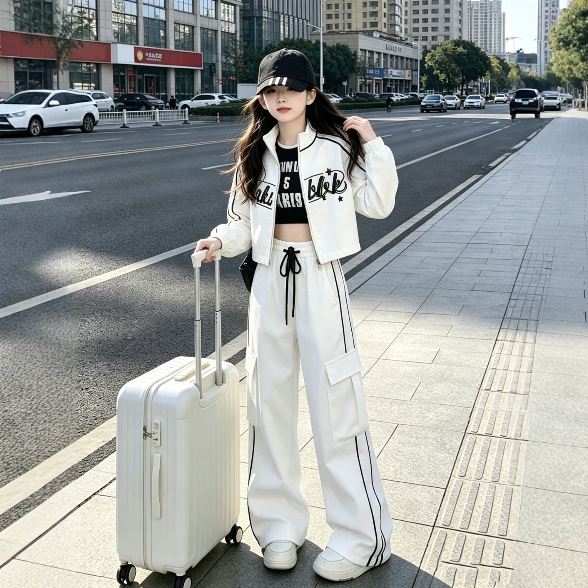 女童卫衣卫裤套装2026秋季新款女孩短款嘻哈运动服时尚街头走秀服