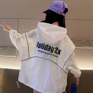 女童夏季薄外套防晒衣2024新款儿童宽松洋气轻薄透气中大童空调衫