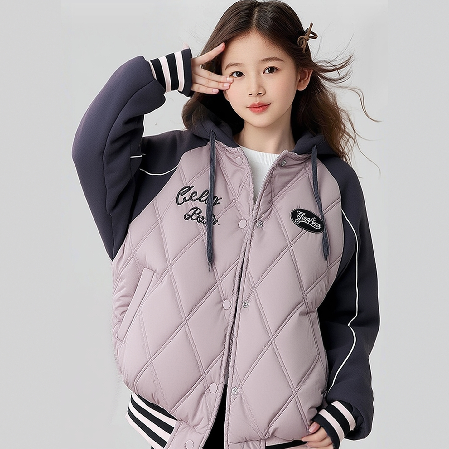 女童夹棉加厚棒球服外套