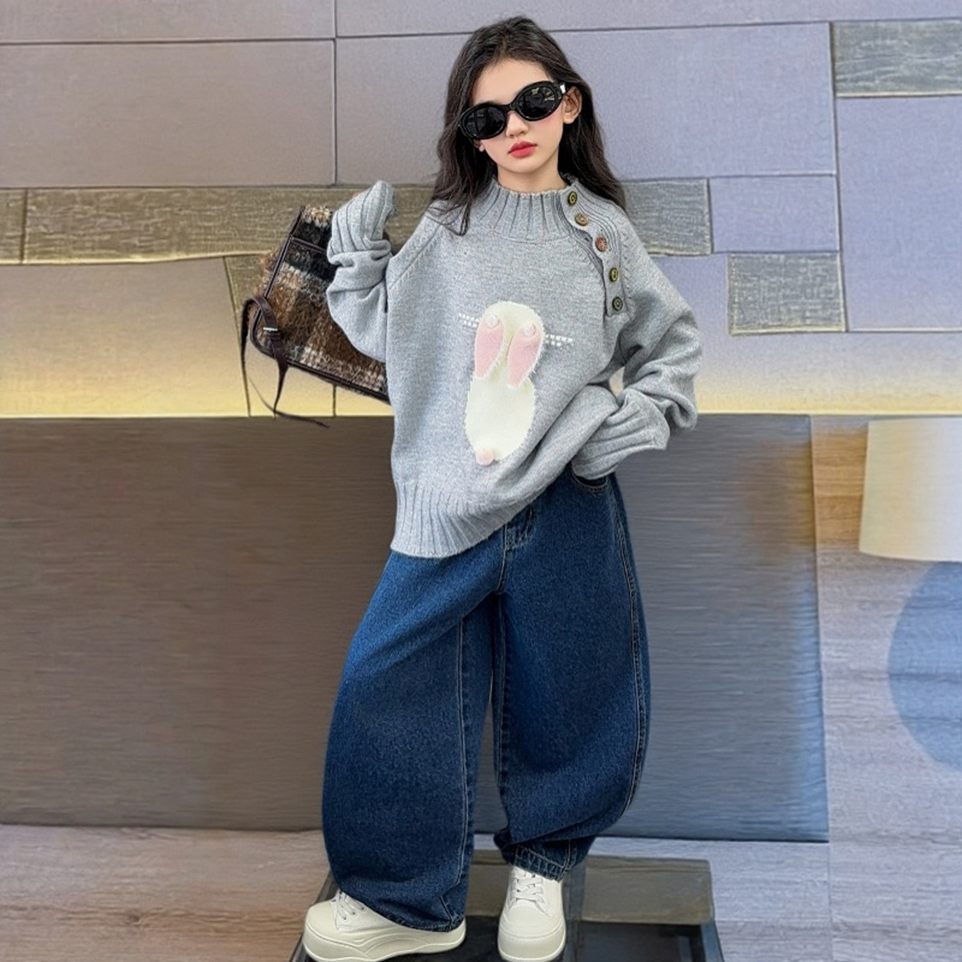 女童甜美可爱风针织毛衣套装