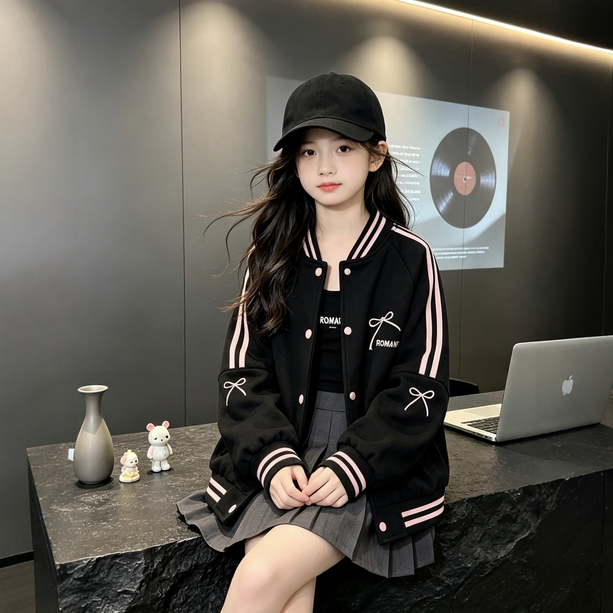 女童春秋棒球夹克外套刺绣显瘦图片