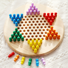 Китайские шашки 儿童下棋玩具木质制多合一跳棋五子棋多功能棋幼儿园亲子专用实木