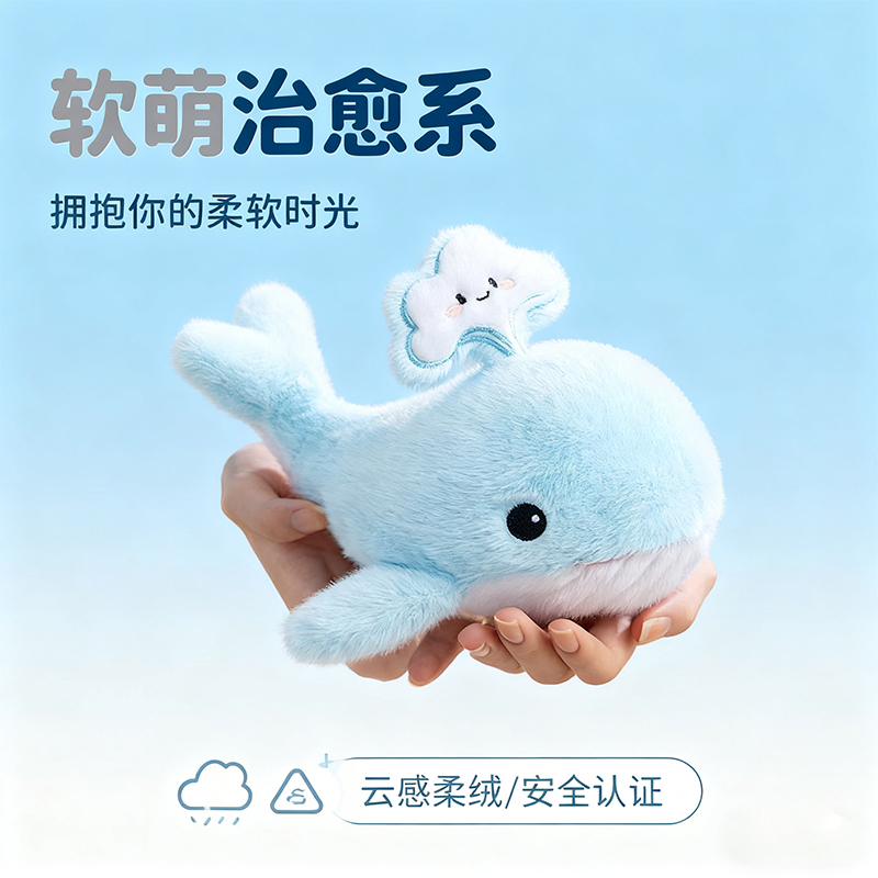 可爱鲸鱼玩偶睡觉抱枕娃娃抱睡