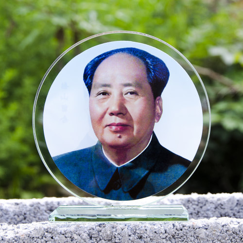摆设画像两面老年标准水晶摆件