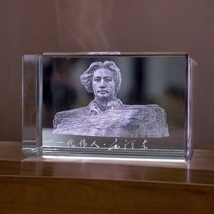 橘子洲头伟人青年像工艺创意3D内雕纪念品装饰品长沙水晶摆件礼品