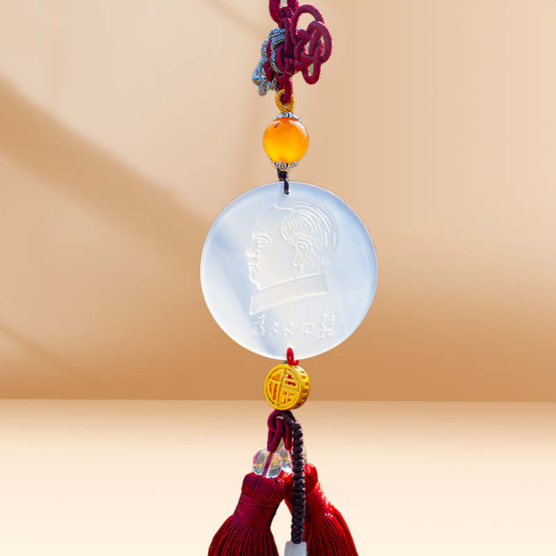 毛主席为人民服务手工平安扣车饰毛泽东汽车挂件玉石车内流苏饰品