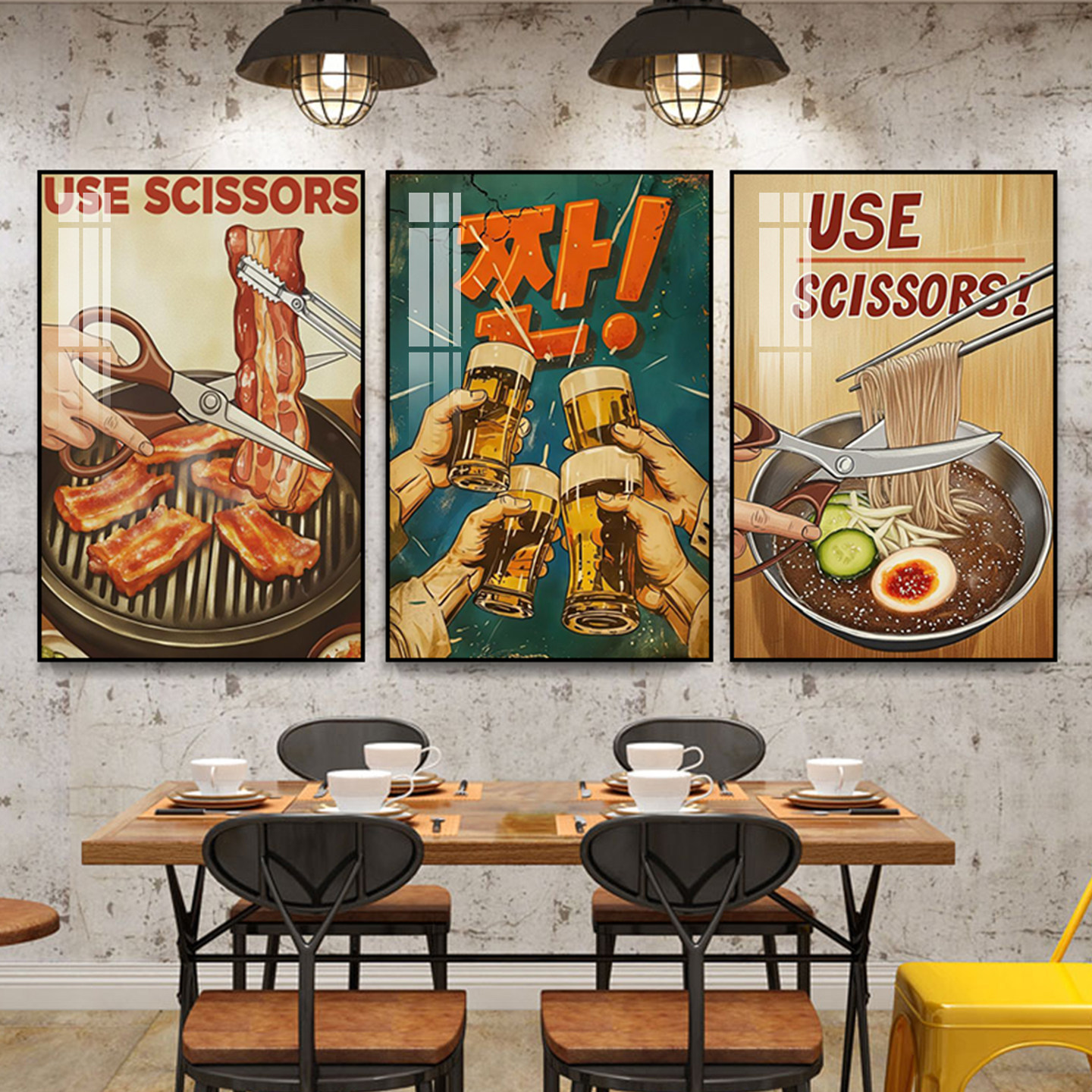韩式啤酒烤肉店装饰画韩国料理店挂画韩餐店氛围感美食文化墙画