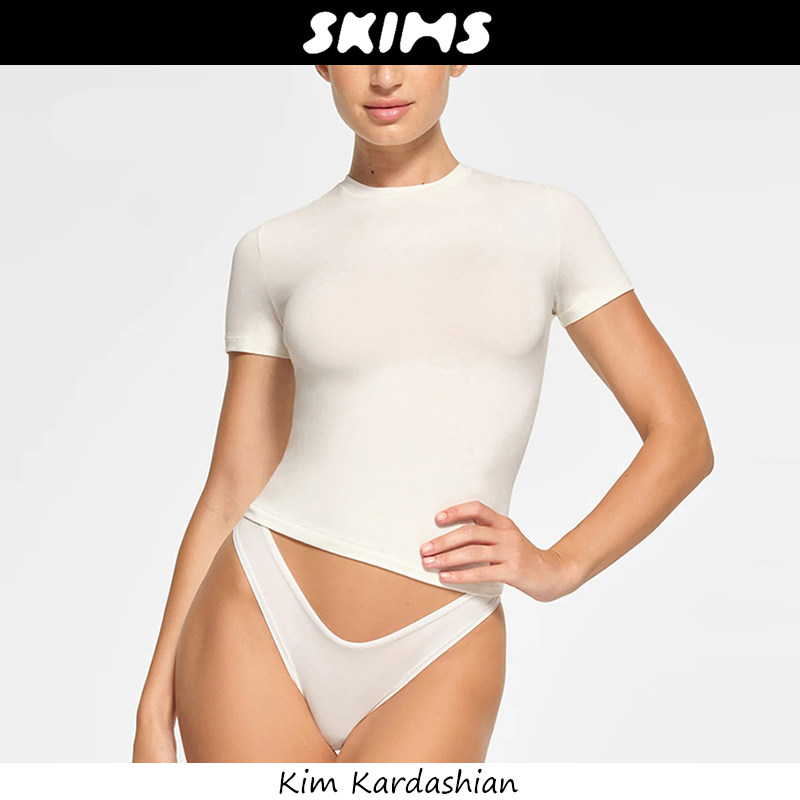 官方正品美国Skims短袖卡戴珊Fits Everybody冰丝圆领T恤修身上衣