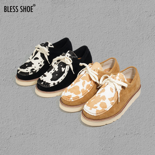 SHOE 低帮真皮马毛拼色袋鼠鞋 23SS WALLABEE 手工靴 FUR BLESS