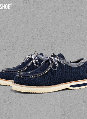 BLESS SHOE INDIGO KENDO手工蓝染刺子布秋季复古潮流休闲袋鼠鞋