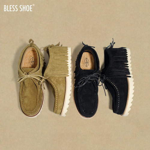 BLESSSHOE复古民族风真皮袋鼠鞋