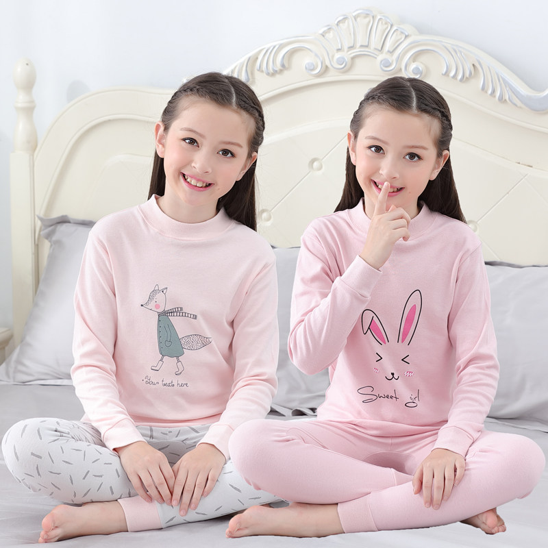 儿童保暖内衣套装纯棉宝宝女童秋衣秋裤女孩内衣裤中大童棉毛衫