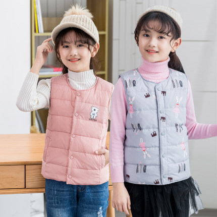 儿童羽绒马甲背心女童羽绒服内胆秋冬宝宝保暖马夹坎肩女孩中大童