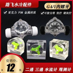 速发双5叶二通电脑水白计 电脑水冷水流计  流速计 正方型 黑 流