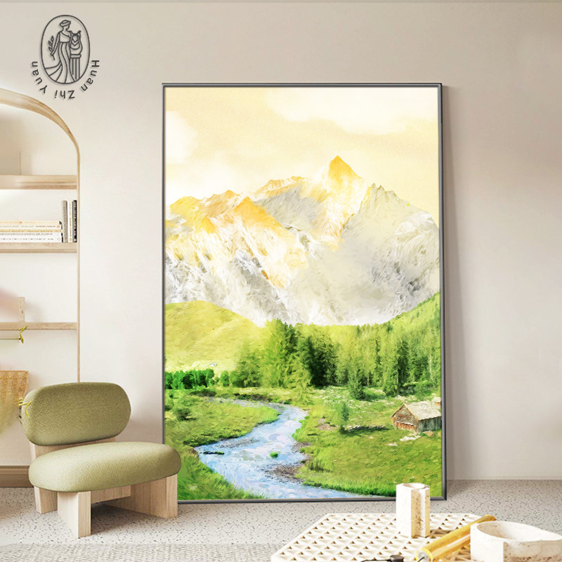 速发玄关画装饰画大气走廊挂画山水画道过约简玄幻背景墙壁画