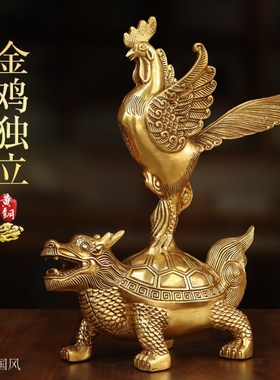 速发纯黄铜独占ao头龙龟摆件室内客厅文独立摆昌塔工艺品铜设