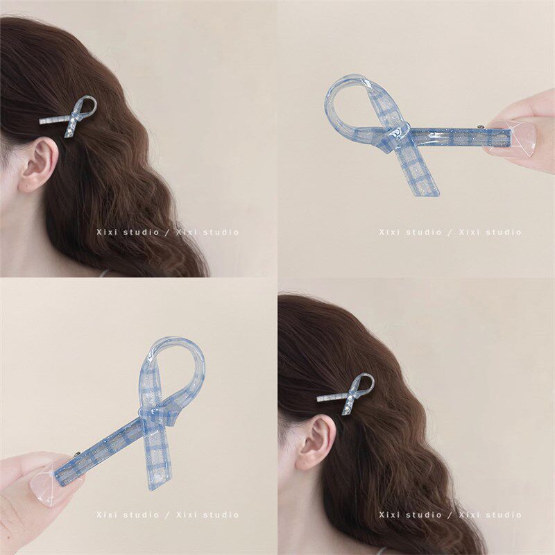 速发丝带少!蝴蝶结鸭嘴头!甜美侧边夹百搭夹发夹盘发器夹子碎饰