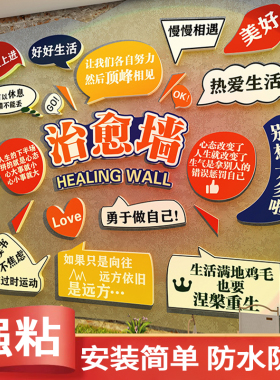 速发创意心理导询室文化墙装饰打卡拍照区心围布置氛灵驿站辅咨班