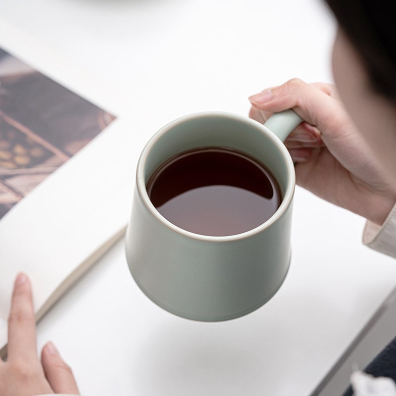 速发马克杯汝窑办分杯陶瓷带公过滤家用个人杯茶水盖离泡茶杯主人