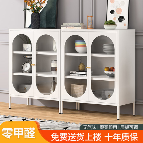 速发铁艺玻柜简约餐璃门餐具收纳柜客厅厨房收纳茶物柜置水柜子