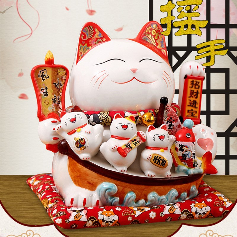 速发开业送礼大品陶瓷发财猫店铺家居电动摇手招财创意礼财招号猫