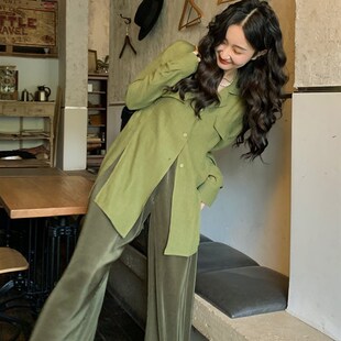 上衣春 洋气时尚 速发任艺小肌衩开理芥末绿设计感小众薄款 防晒衫