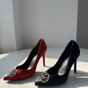 高跟女鞋 STELLA 羊反毛OL风尖头单鞋 名媛气质浅口鞋 黑色 LUNA新款