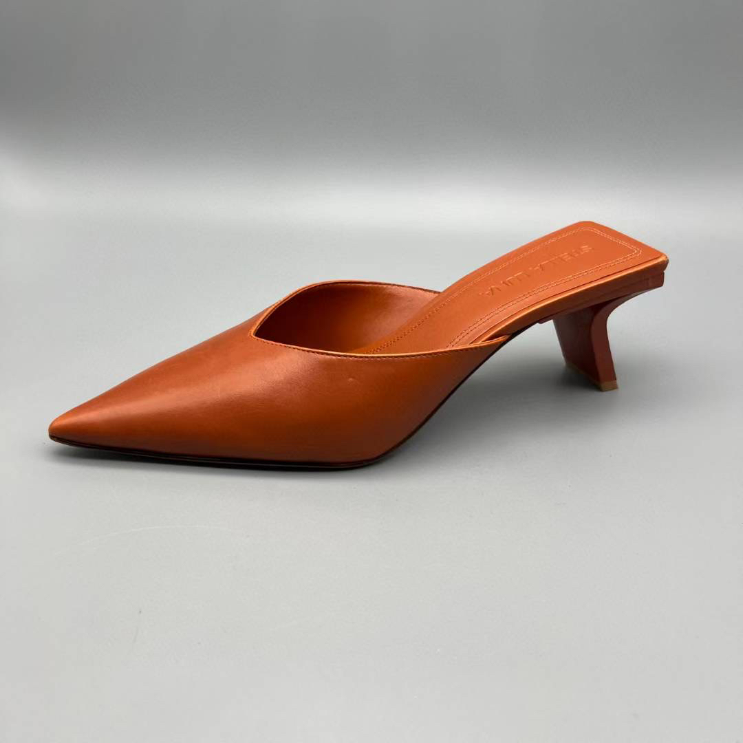 STELLA LUNA新款尖头浅口高跟包头半拖鞋穆勒凉拖鞋女鞋黑色凉鞋