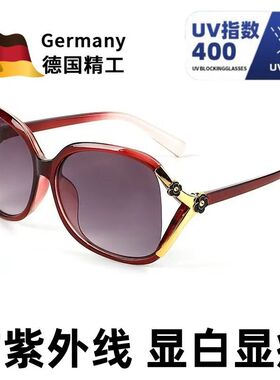 韩格利女士防紫外线圆长脸墨镜