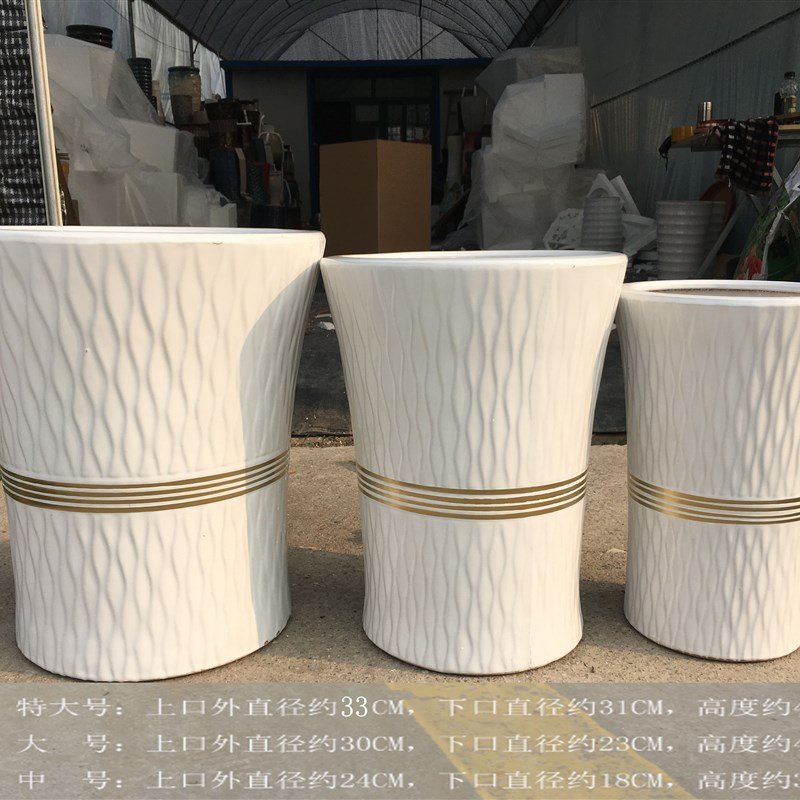 速发白色树皮纹幸福树平安树散尾葵绿萝发财树特大号大号陶瓷花盆