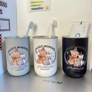 速发简约漱口杯牙刷杯家用洗漱杯便携不锈钢漱口杯子情侣套装