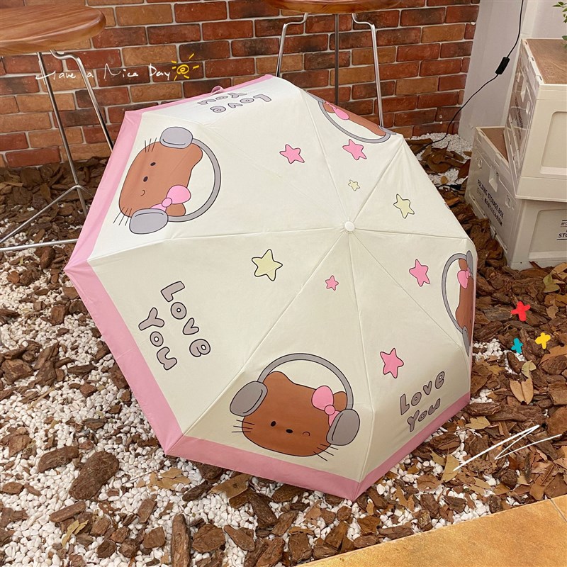 速发绘雨伞慵懒的猫黑猫雨伞长柄透明雨伞自动透明雨季彩美雨